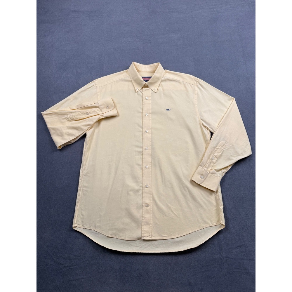 Vineyard Vines Whale Shirt Cotton Oxford Coastal Preppy Butter Yellow Size M